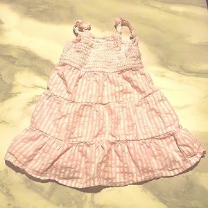 Laughing llama striped pink and white smocked sundress. Size 18 months.